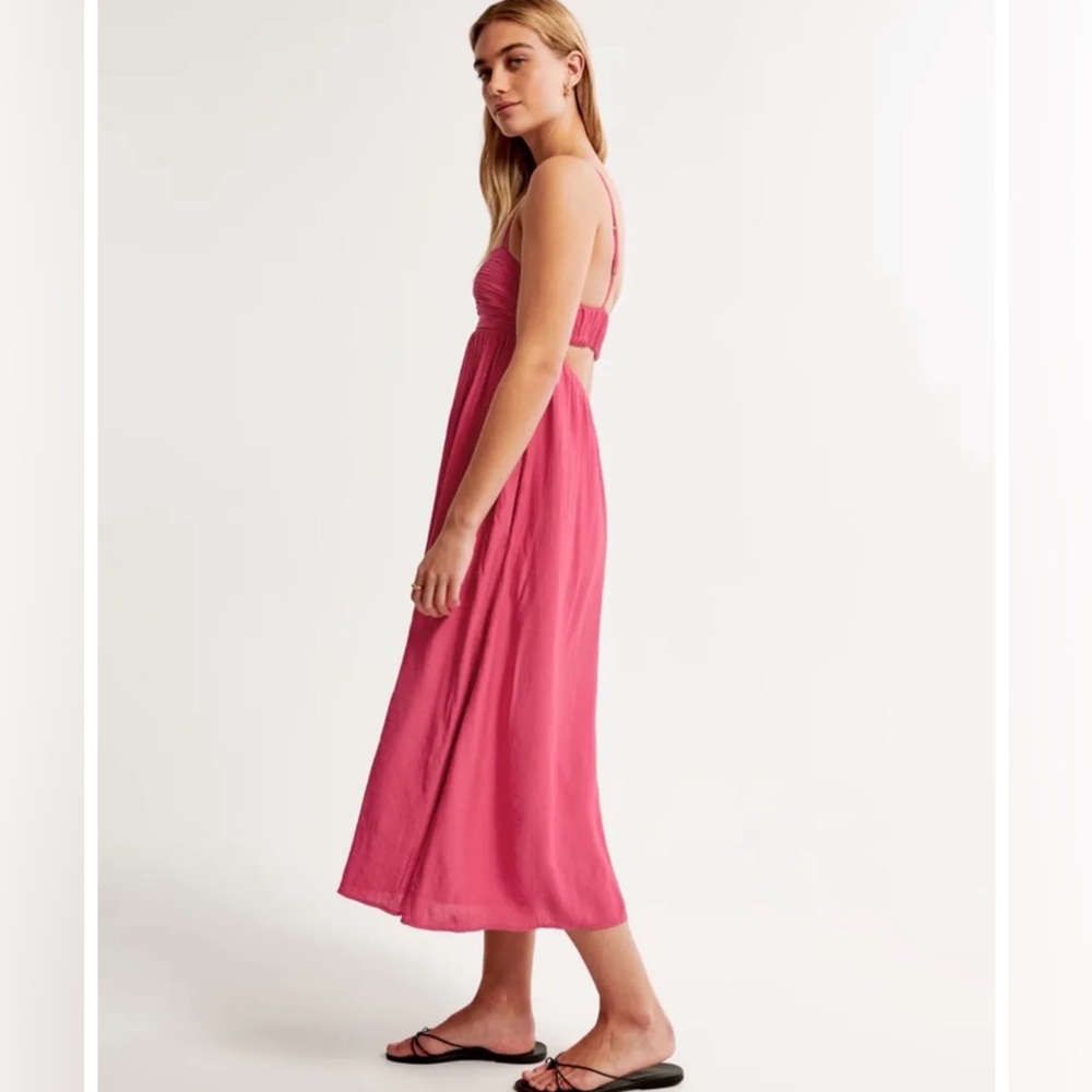 Abercrombie & Fitch Pink Crepe Midi Dress - Picture 3 of 10